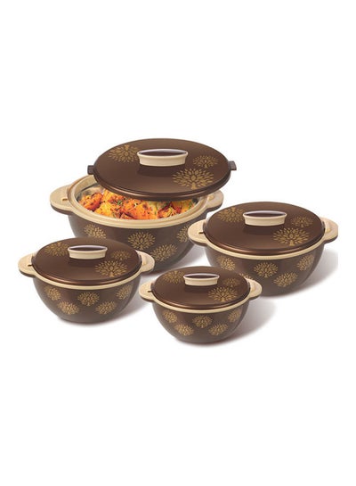 Buy 4-Piece Solitaire Insulated Casserole Set Brown/Gold 3Liters in Saudi Arabia