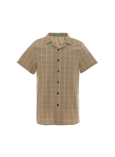 Buy Checkered Short Sleeve Shirt Beige in UAE