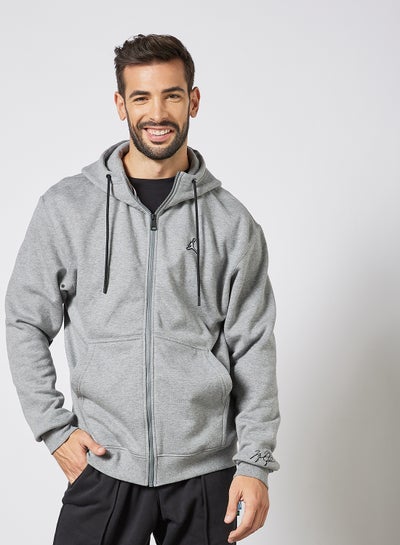 Buy Essentials Fleece Full-Zip Hoodie Light Grey in UAE