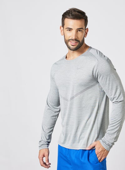Buy Dri-FIT ADV Techknit Ultra Running T-Shirt Grey in UAE