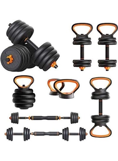 Buy Multi-Functional Adjustable Weight Dumbbell Set With Kettlebell And Barbell 20kg in UAE