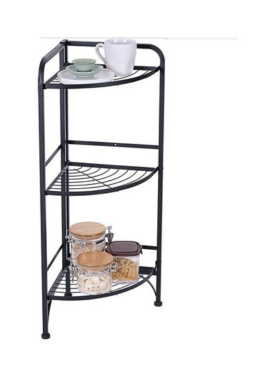 Buy 3 Layer Foldable Bathroom Storage Corner Shelf Rack Black 85x51x35cm in UAE