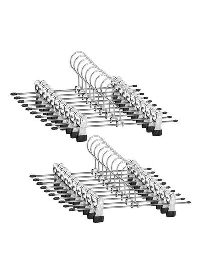 Buy 25-Piece Adjustable Non-Slip Hangers With Clip Black/Silver 30cm in Saudi Arabia