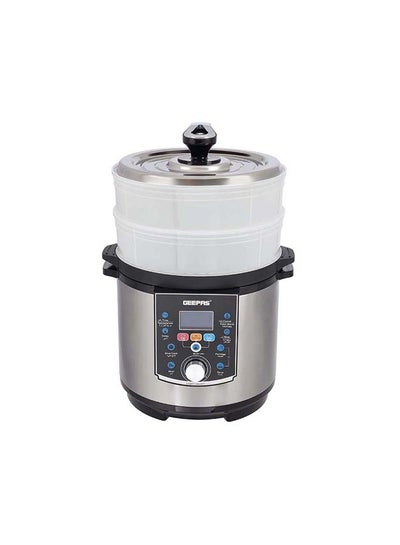 Buy Multi-Function Pressure Cooker, Steamer & Egg Boiler,Non-Stick Pot | 24 Hours Delay Timer | 18-In-1 Multi-Functions | Cook Rice, Crispy, Soup, Stew, Porridge, Steam, Slow Cooker, Cake, Egg, Yogurt, Bean, Meat 6.0 L 1000.0 kW GMC35037 Silver/Black in UAE