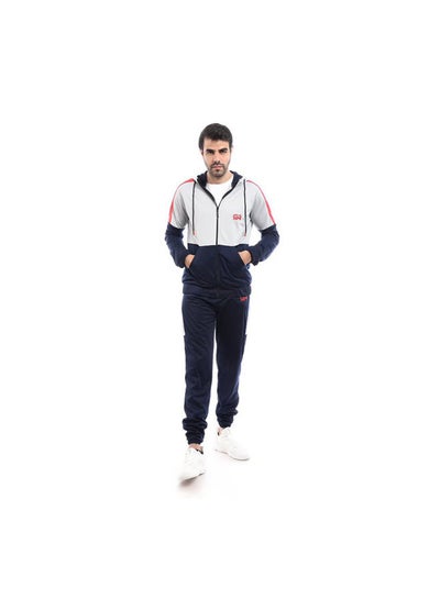 Buy Casual Hoodie With Pants Training Suit Navy-Grey in Egypt