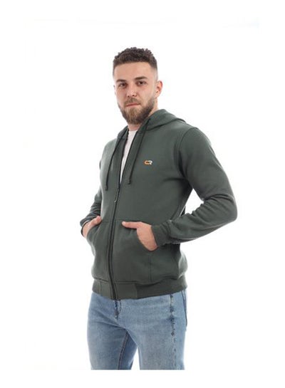 Buy Plain Basic Zipped Hoodie Dark Green in Egypt