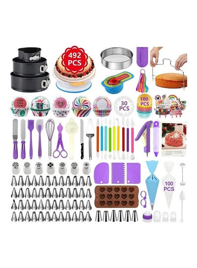 Buy 492-Piece Baking Set Cake Decorating Kit Black Pink Silver 28 x 28 x 18cm in UAE