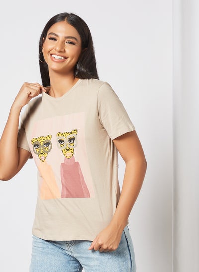 Buy Leopard Print T-Shirt Multicolor in Egypt