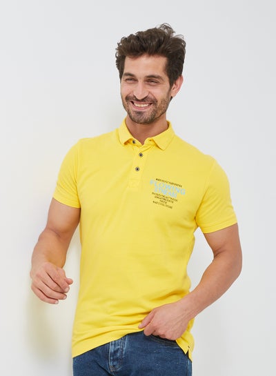 Buy Slogan Detail Polo T-Shirt Yellow in Egypt