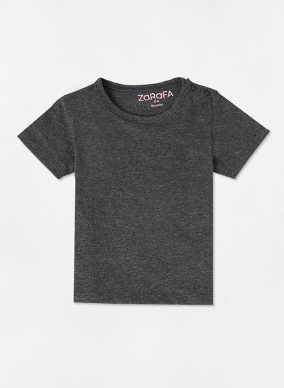 Buy Basic Plain T-Shirt Dark Grey Melange in Saudi Arabia