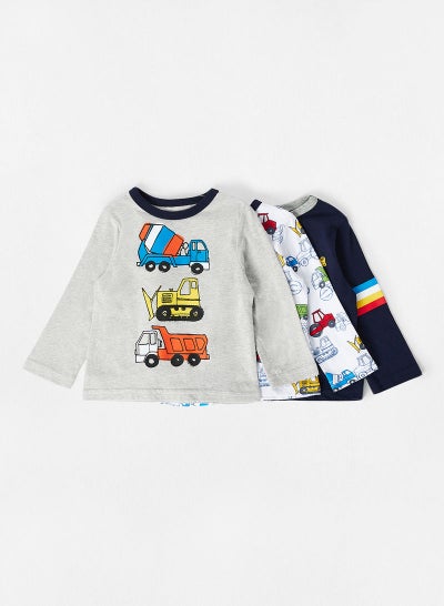 Buy 3 Pack Graphic Long Sleeve T-Shirt Multicolour in UAE