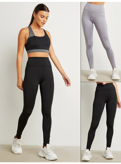 Buy 2 Pack Core Active Leggings Black/Grey in Saudi Arabia