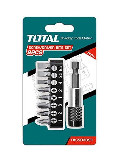 Buy Total 9Pcs Screwdriver Bits Set Tacsd3091 Silver 14.8 x 8.6 x 1.8cm in Egypt