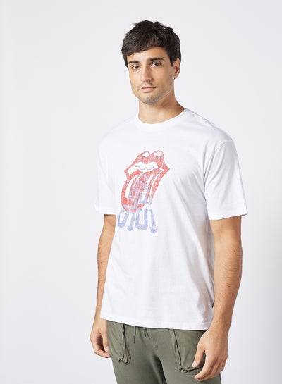 Buy Rolling Stones Crew Neck T-Shirt White in Saudi Arabia