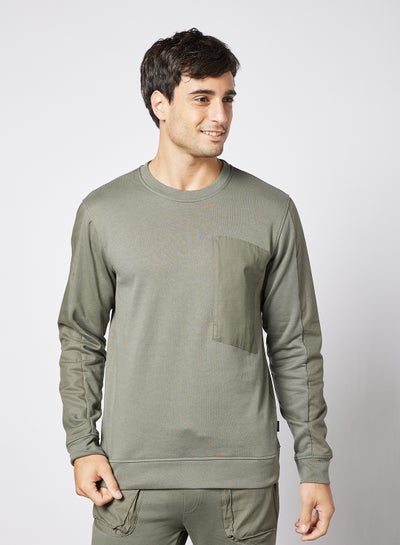 اشتري Tech Crew Neck Sweatshirt أخضر/رمادي في الامارات