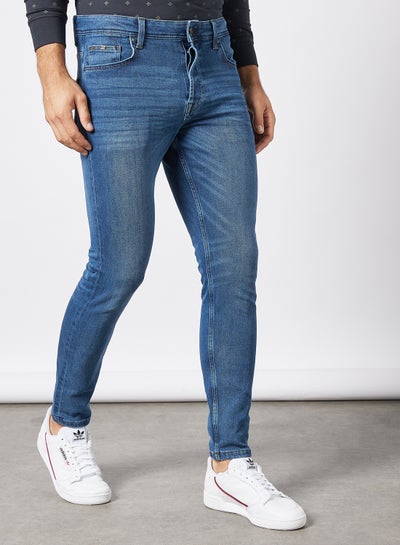 Buy Tapered Fit Jeans Blue in UAE