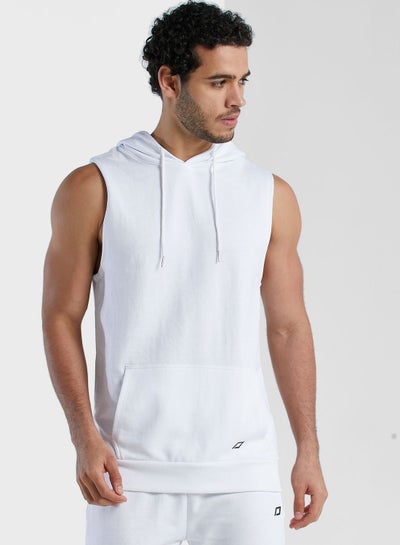 Buy Athleisure Sleeveless Hoodie White in UAE