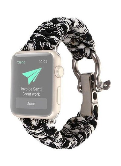 Buy Umbrella Cord Braided Strap For Apple Watch Series 7 41mm/6 & Se & 5 & 4 40mm/3 & 2 & 1 38mm Black/White in UAE