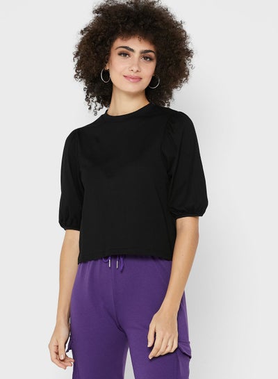 Buy Puff Sleeved Top Black in Saudi Arabia