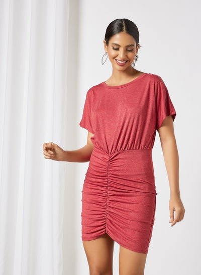 Buy Ruched Bodycon Dress Pink in UAE