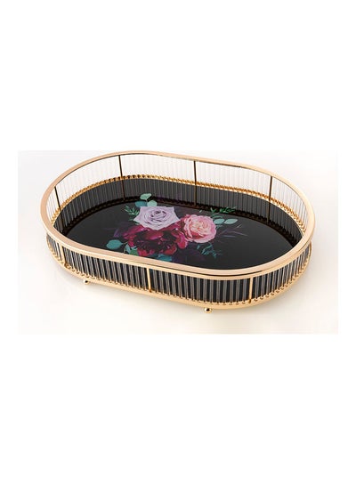 Buy Printed Serving Tray Black/Gold 46x30x7cm in Saudi Arabia