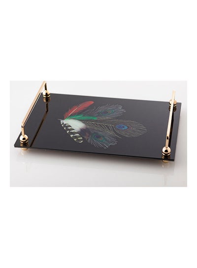 Buy Printed Serving Tray Black/Gold 38 x 26 x 3cm in Saudi Arabia