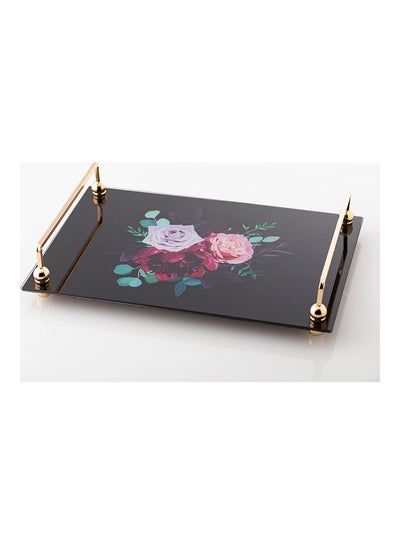 Buy Printed Serving Tray Black/Gold 38 x 26 x 3cm in Saudi Arabia