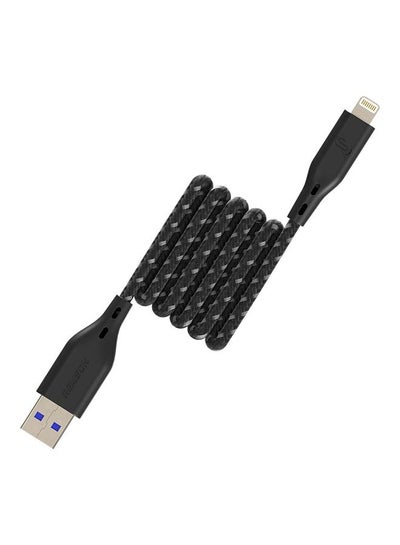 اشتري كابل شحن ومزامنة بيانات مضفر من النايلون بمنفذ USB-A إلى لايتنينج معتمد من أبل بشهادة MFi بطول 1.2 متر أسود في الامارات