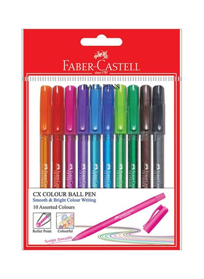 Buy 10-Piece Ink-Flow Color Ball Pen Set Multicolour in UAE