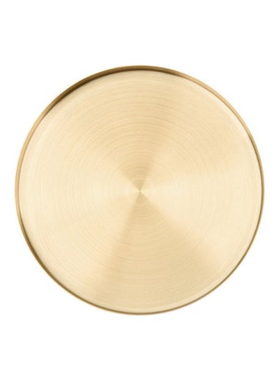 Buy European Style Golden Stainless Steel Circular Tray Gold 30cm in Saudi Arabia