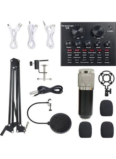 Buy 13-Piece Multifunctional Professional Live V8 Sound Card Microphone Set PSM-Mic02-BM800 Muticolour in Saudi Arabia