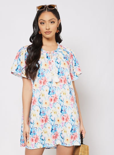 Buy Floral Print Mini Dress Multicolour in Saudi Arabia