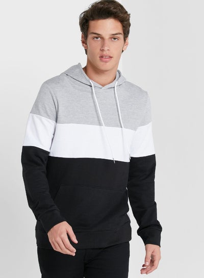 Buy Front Pouch Pocket Detail Hoodie Multicolor in UAE