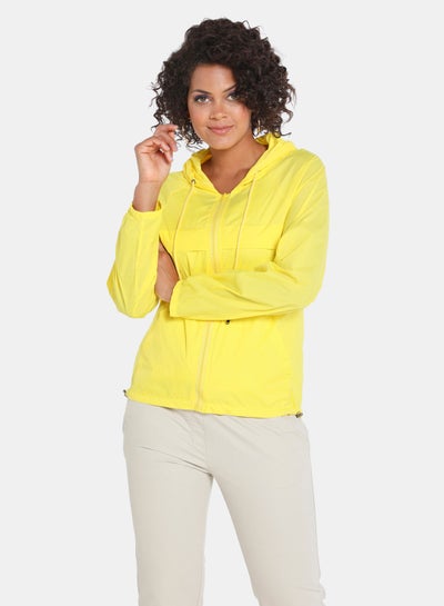 Buy Hooded Zipper Jacket Yellow in UAE