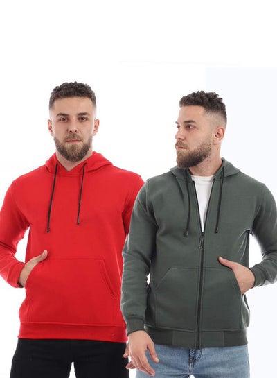 Buy Pack Of 2 Plain Basic Hooded Neck Hoodie Multicolour in Egypt