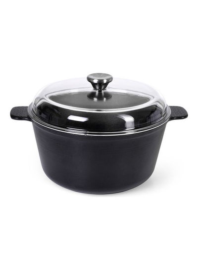Buy StockPot With Handles And Lid Nomada Series 26x13cm/5LTR Black/Clear in UAE