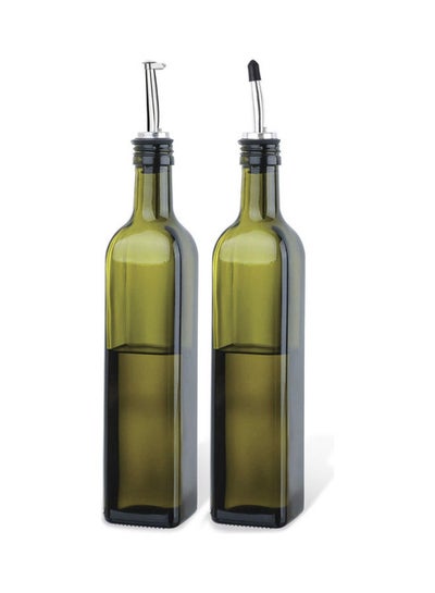 Buy 2-Piece Cruet Oil And Vinegar Glass Bottle Set Multicolour 15.5 x 29 x 8cm in UAE