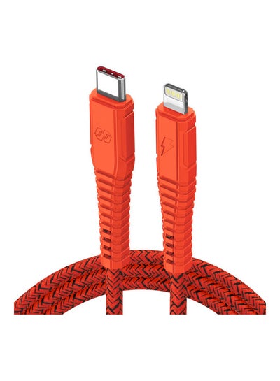 اشتري 3-Meter Velox Nylon Braided USB-C To Lightning Fast Charge And Data Sync Cable Compatible With Apple iPhone 13 Pro/13 Pro Max/ 12/12 Pro Max/SE/XS Max iPad and iPod Orange في الامارات