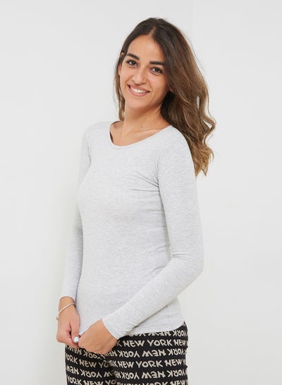 Buy Basic Undershirt Full Sleeve Top Grey in Egypt