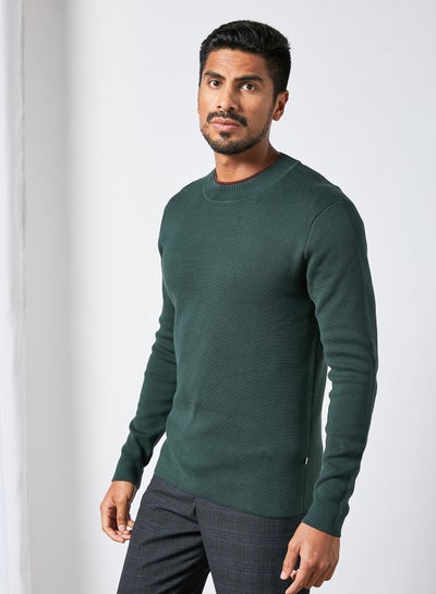 Buy Wide Crew Neck Sweater Green in Saudi Arabia