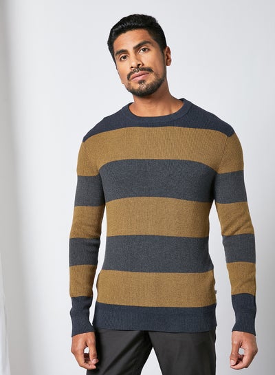 Buy Wide Stripe Sweater Brown/Grey in Saudi Arabia