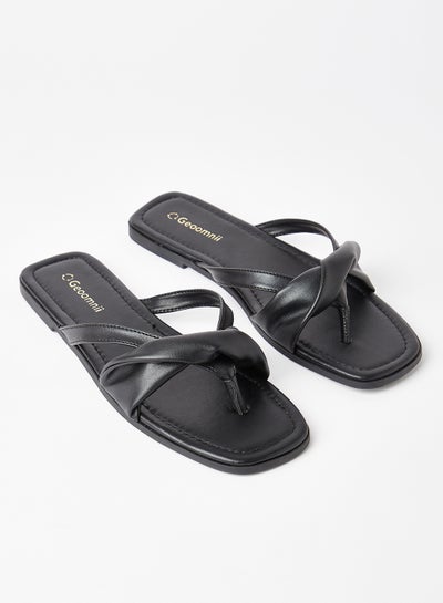 Buy Comfortable Footbed Trendy Flat Sandals Verni Black in Saudi Arabia