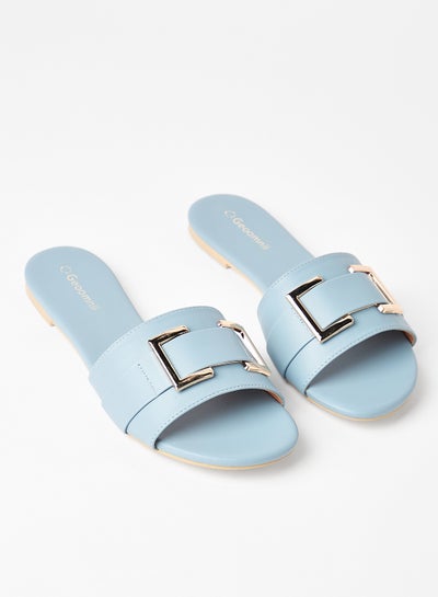 Buy Comfortable Footbed Trendy Flat Sandals Blue in Saudi Arabia