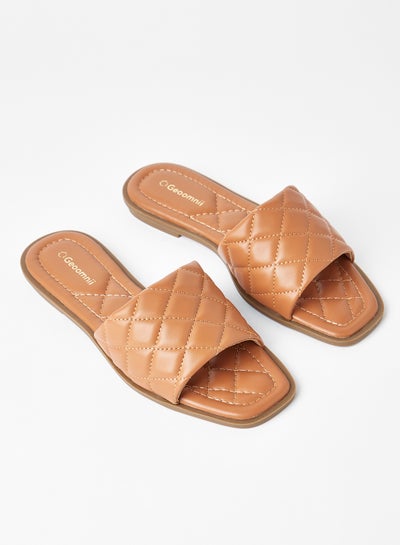 Buy Comfortable Footbed Trendy Flat Sandals Silister Brown in Saudi Arabia
