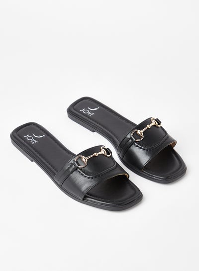 Buy Stylish Party Wear Flat Sandals Minks Black in Saudi Arabia