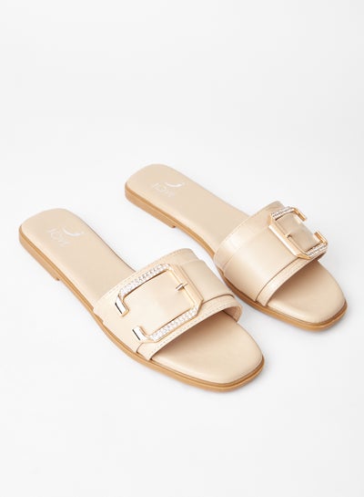 Buy Stylish Party Wear Flat Sandals Beige in Saudi Arabia