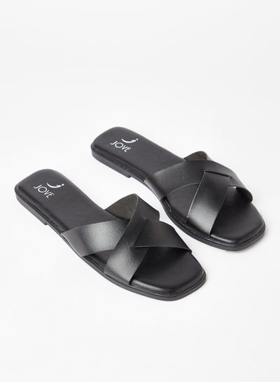 Buy Stylish Party Wear Flat Sandals Black in Saudi Arabia