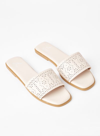 Buy Stylish Party Wear Flat Sandals Beige in Saudi Arabia