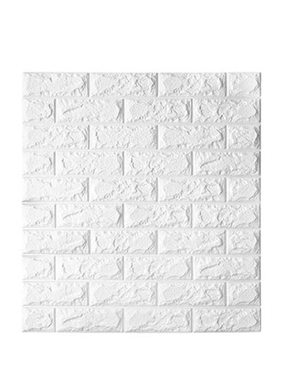 Buy Self-Adhesive PE Foam 3D Brick Pattern Wallpaper White 77x70cm in UAE