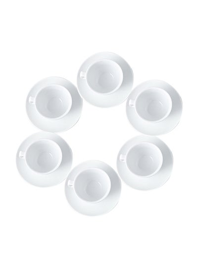 Buy 12-Piece Cup And Saucer Set White 14x1.8cm in UAE